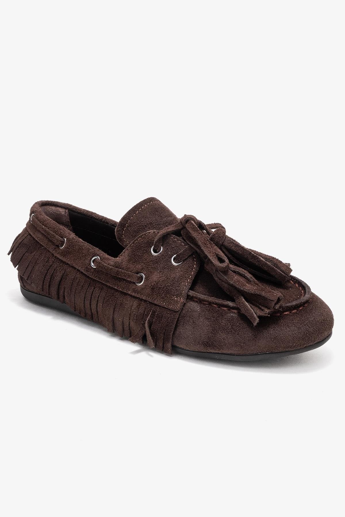 Fenora - Mocasín de borlas de cuero de ante marrón (Mujer)