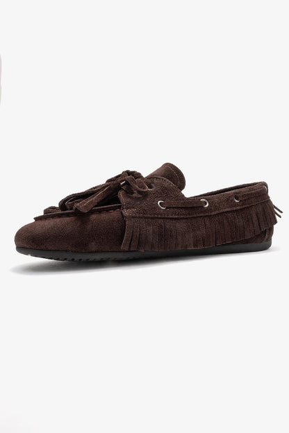 Fenora - Mocasín de borlas de cuero de ante marrón (Mujer)