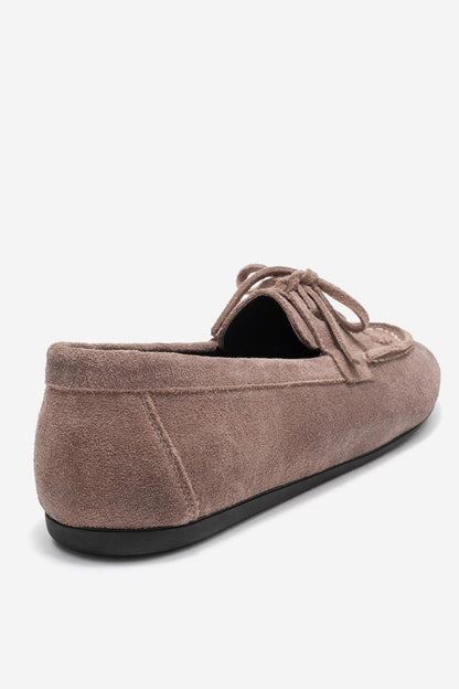 Lorven - Mocasín con cordones de piel de ante marrón claro (Mujer)