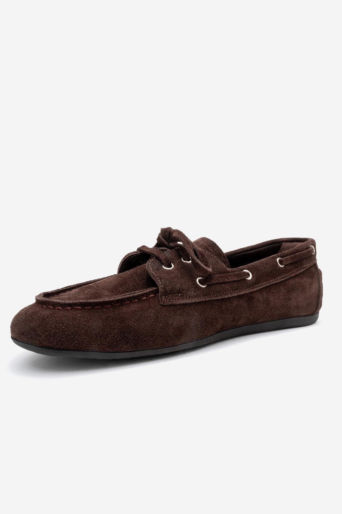 Serelis - Mocasín de cuero de ante marrón con cordones (Mujer)