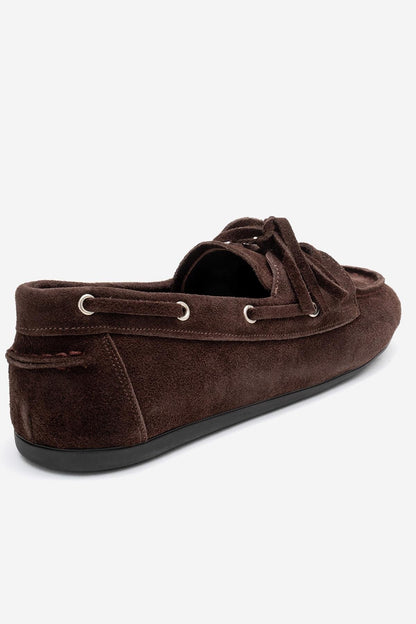 Serelis - Mocasín de cuero de ante marrón con cordones (Mujer)