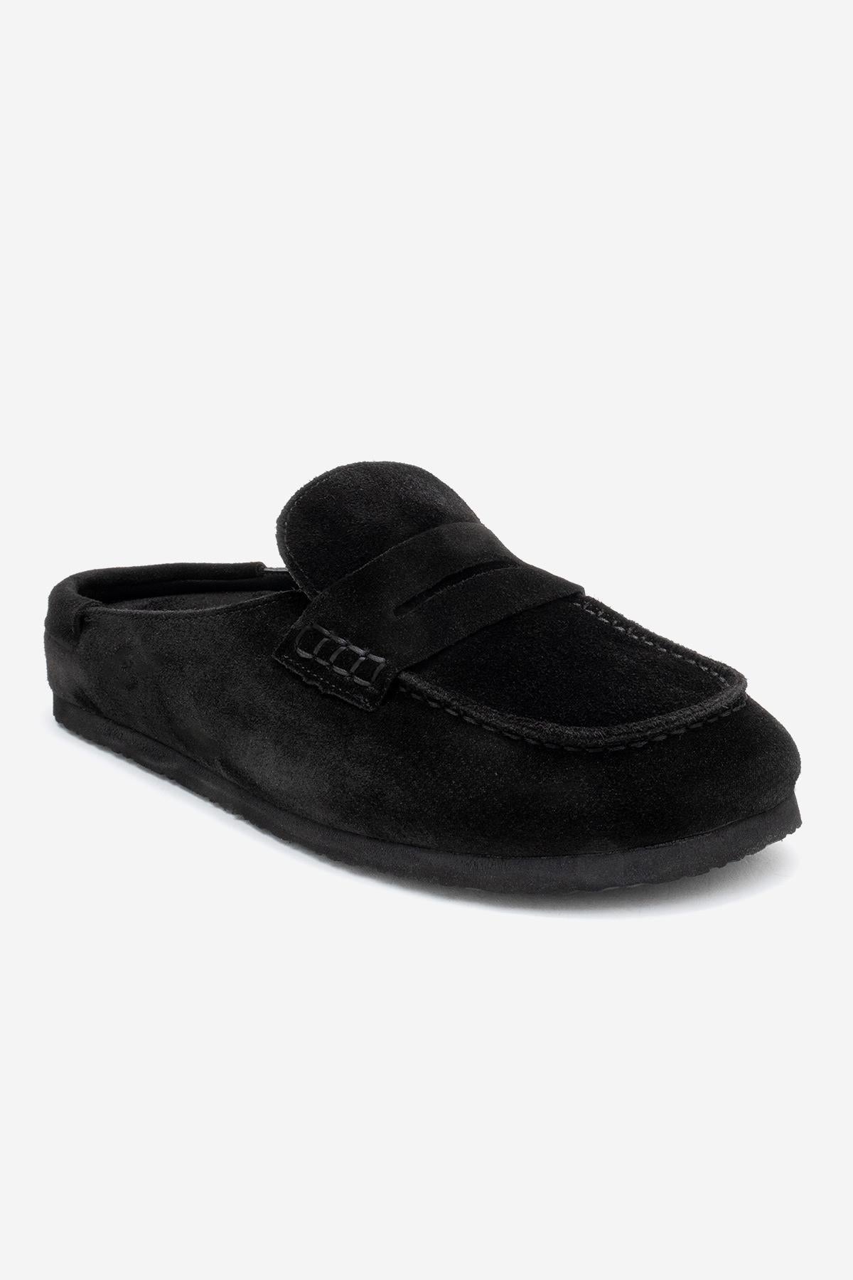 Priva - Zapatillas de piel auténtica de ante negro (mujer)