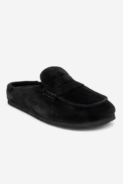 Priva - Zapatillas de piel auténtica de ante negro (mujer)