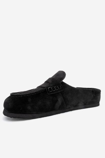 Priva - Zapatillas de piel auténtica de ante negro (mujer)