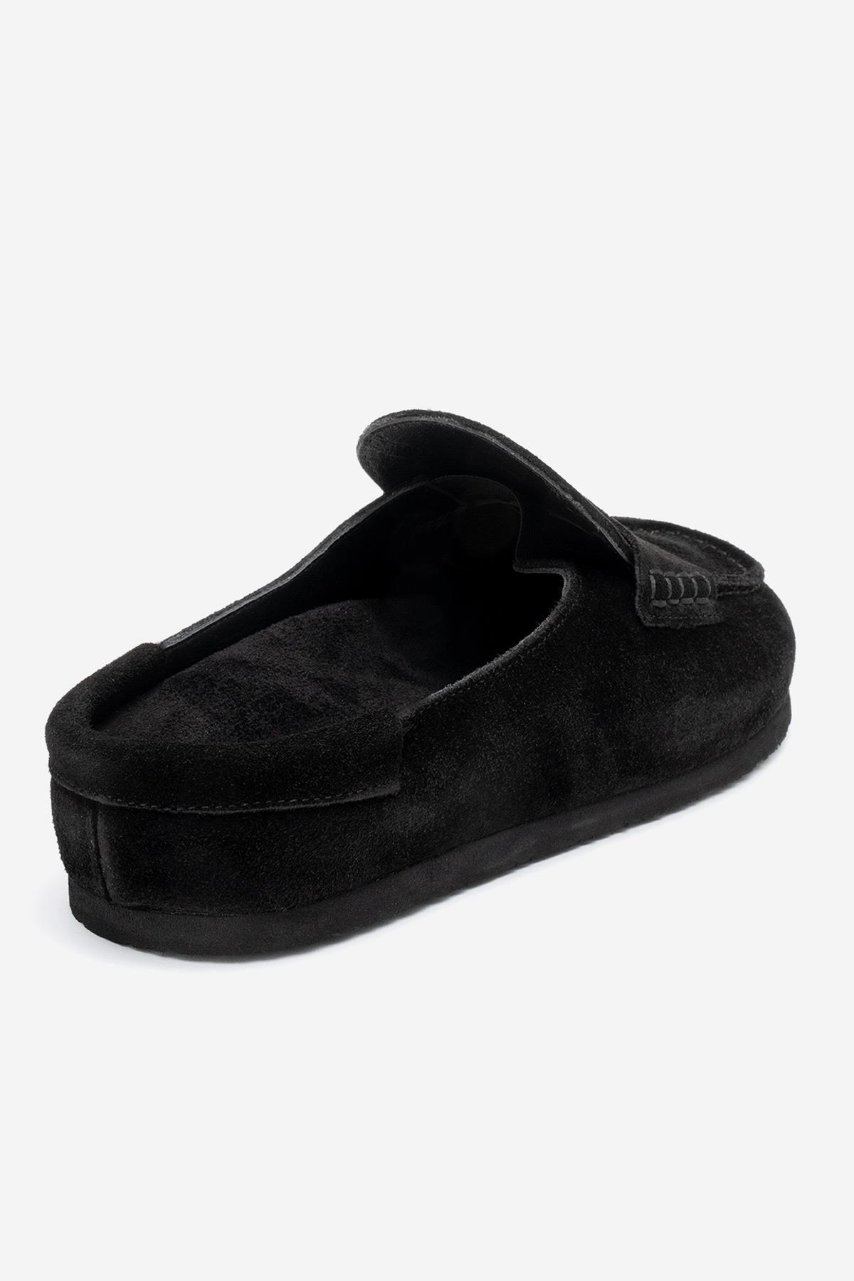 Priva - Zapatillas de piel auténtica de ante negro (mujer)