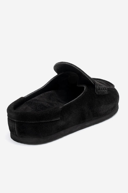 Priva - Zapatillas de piel auténtica de ante negro (mujer)