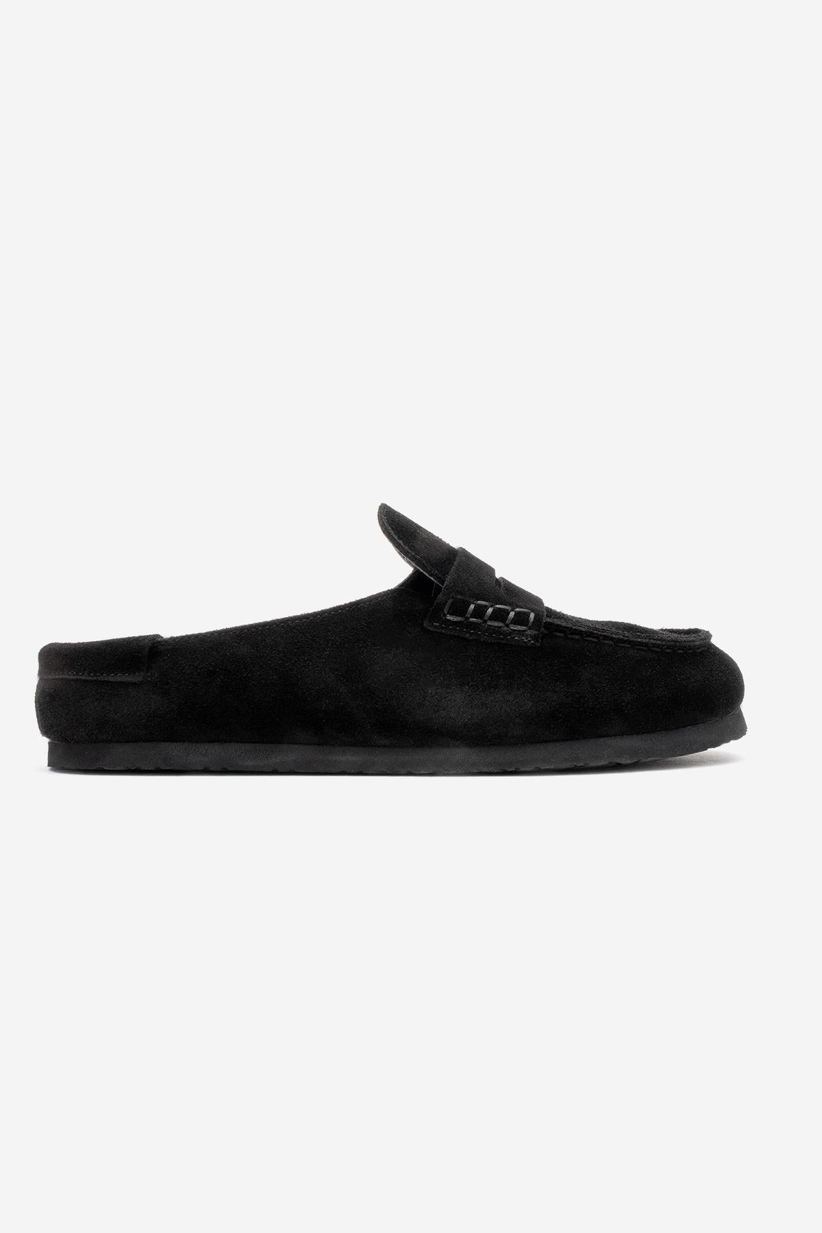 Priva - Zapatillas de piel auténtica de ante negro (mujer)