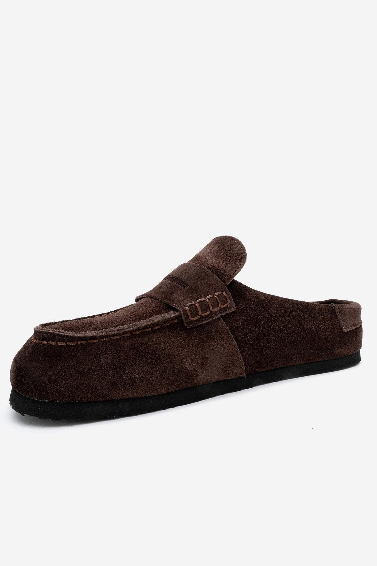 Priva - Pantufla de Ante Marrón de Cuero Genuino (Mujer)