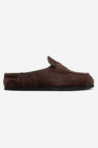 Priva - Pantufla de Ante Marrón de Cuero Genuino (Mujer)