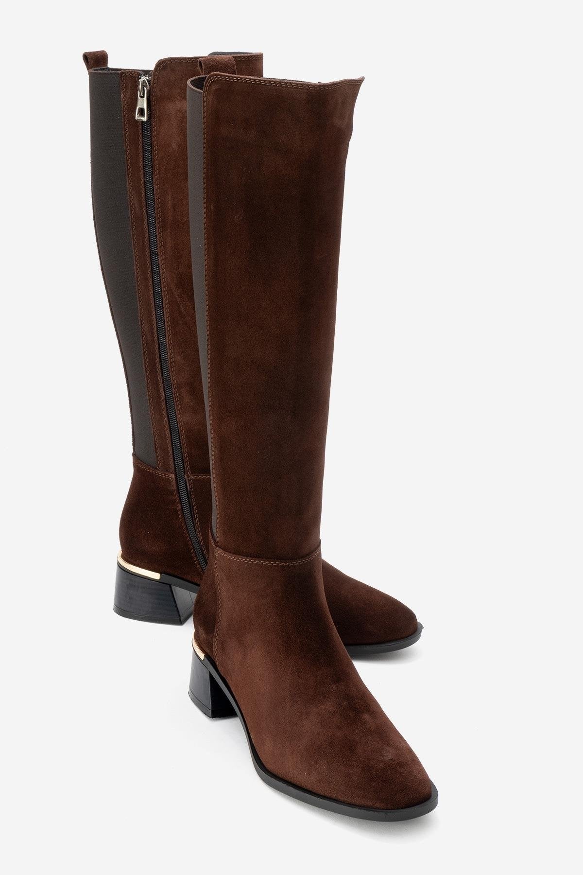 Botas de cuero de ante marrón Rochos (mujer)