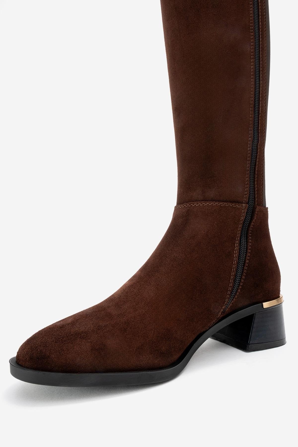 Botas de cuero de ante marrón Rochos (mujer)