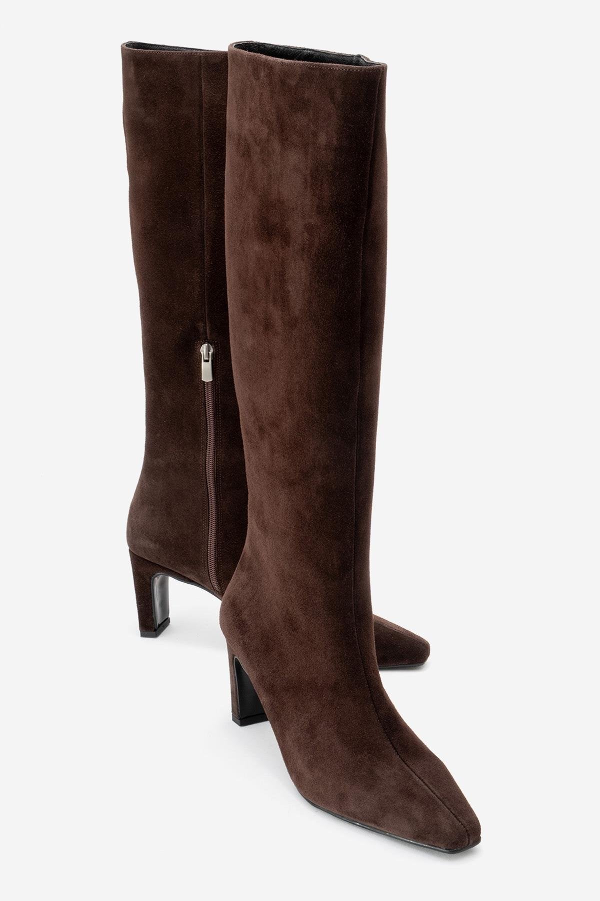 Lume - Bota Alta de Cuero de Ante Marrón (Mujer)