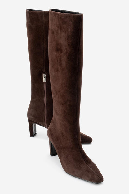 Lume - Bota Alta de Cuero de Ante Marrón (Mujer)