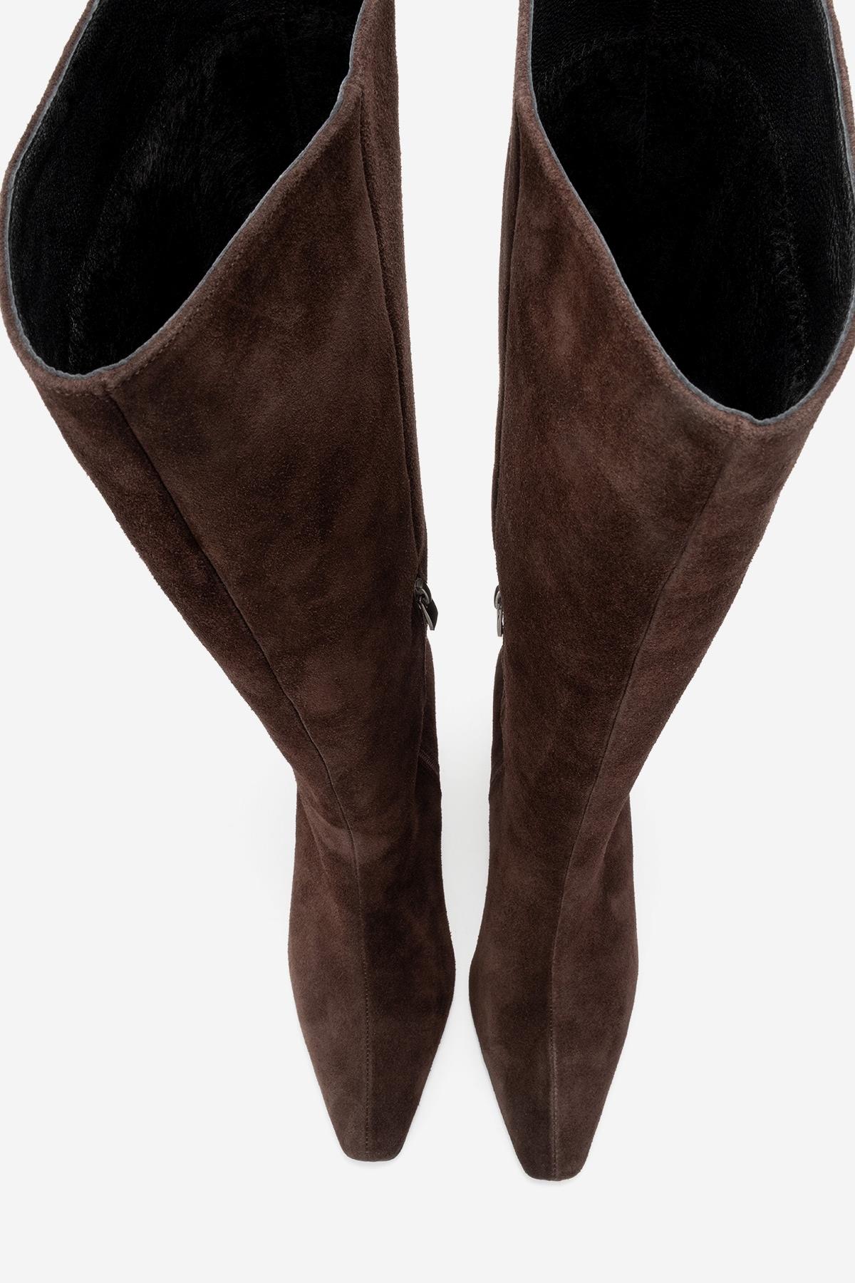 Lume - Bota Alta de Cuero de Ante Marrón (Mujer)
