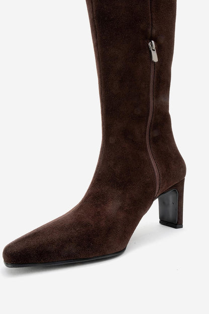 Lume - Bota Alta de Cuero de Ante Marrón (Mujer)