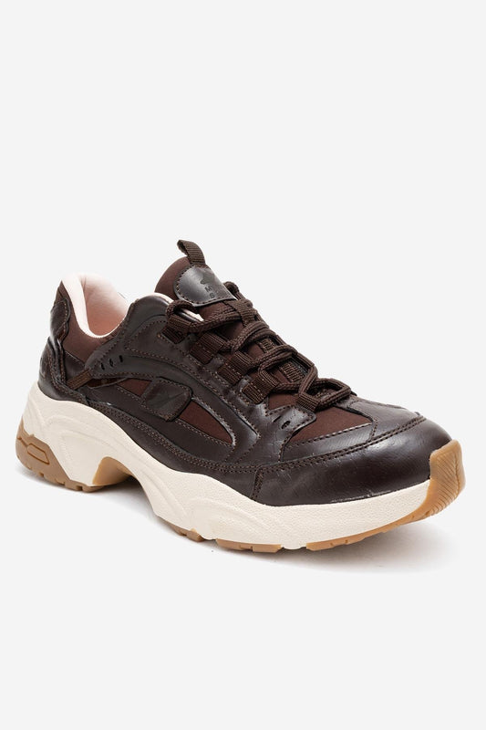 Bambi - Brown Printed Mesh Sneakers (Women)