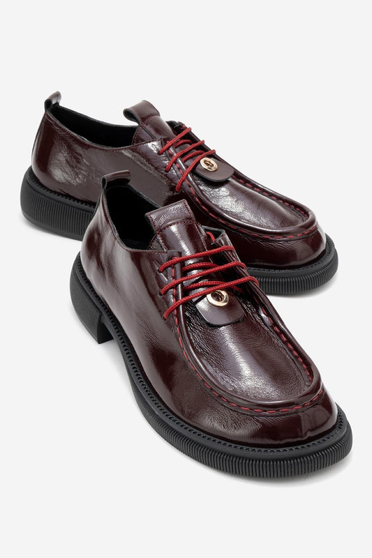 Band - Burgundy Patent Leather Lace Up Loafer (Women)