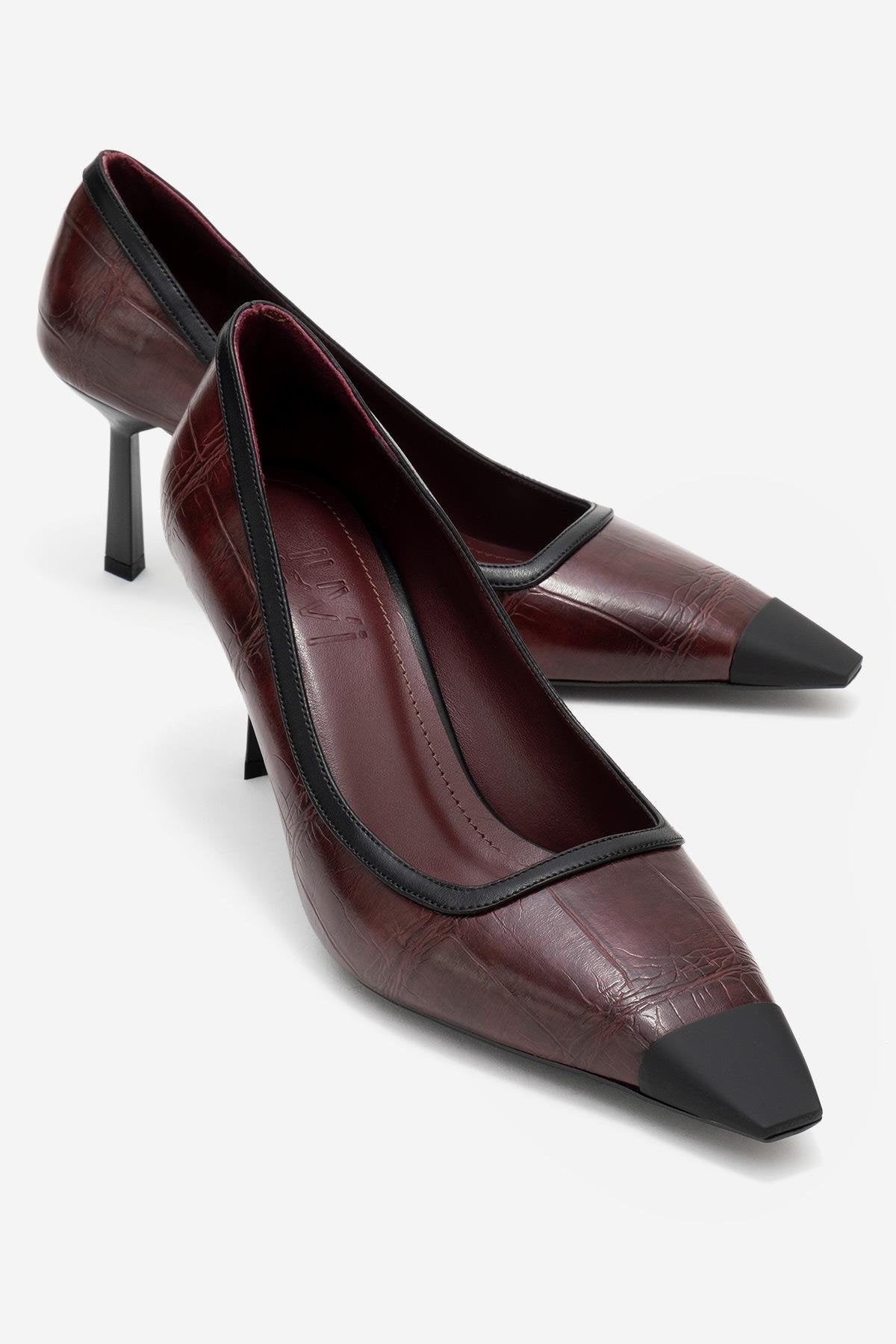 Rona - Zapatilla de tacón de aguja estampada burdeos (Mujer)