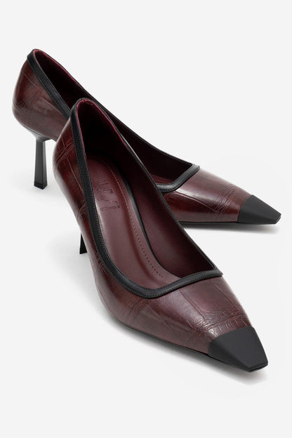 Rona - Zapatilla de tacón de aguja estampada burdeos (Mujer)