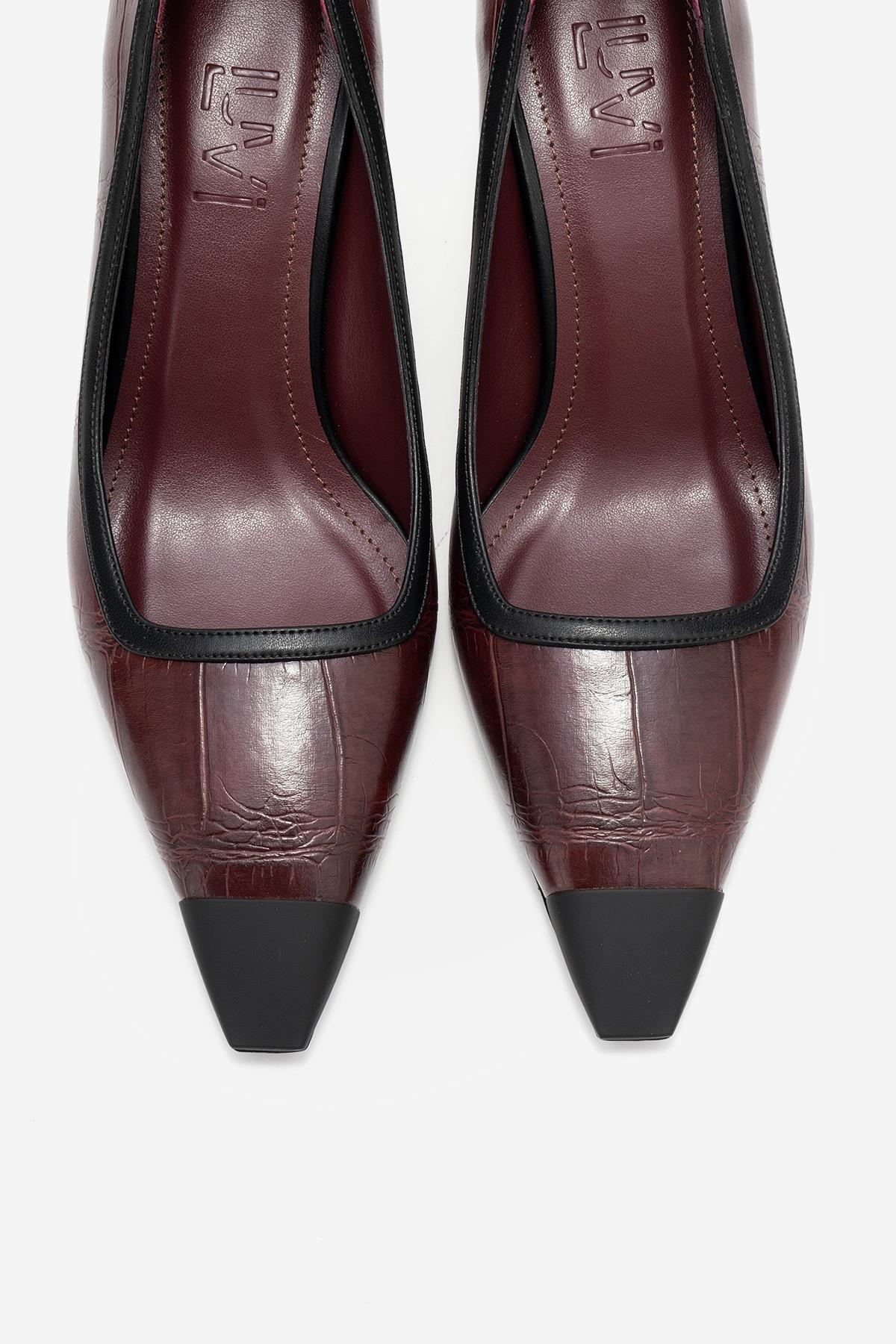 Rona - Zapatilla de tacón de aguja estampada burdeos (Mujer)