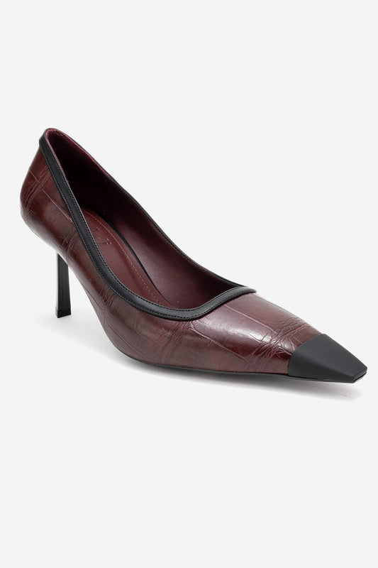 Rona - Zapatilla de tacón de aguja estampada burdeos (Mujer)
