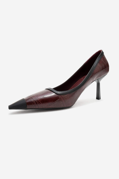 Rona - Zapatilla de tacón de aguja estampada burdeos (Mujer)