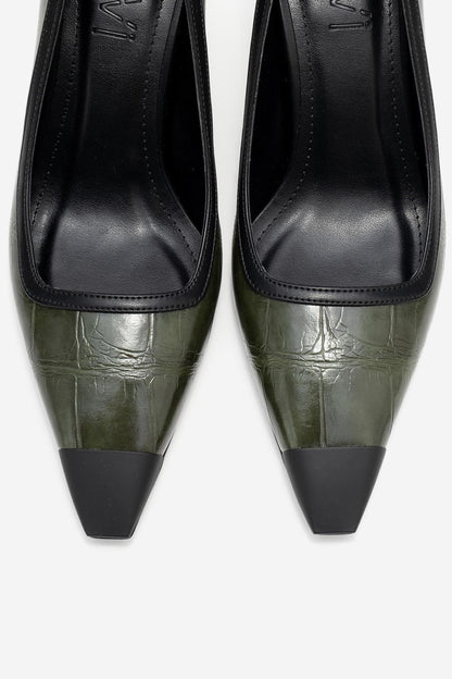 Rona - Zapatos de tacón de punta estampados en verde (mujer)
