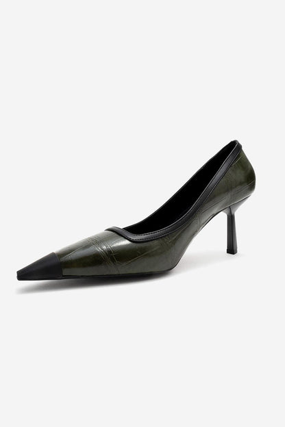 Rona - Zapatos de tacón de punta estampados en verde (mujer)