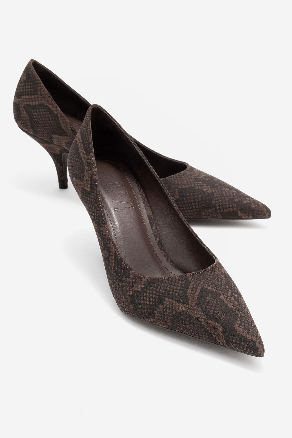 Marcus - Zapatos de tacón de punta con estampado marrón (Mujer)