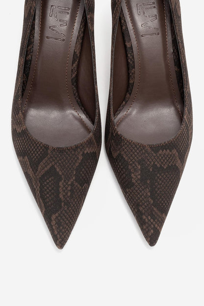 Marcus - Zapatos de tacón de punta con estampado marrón (Mujer)