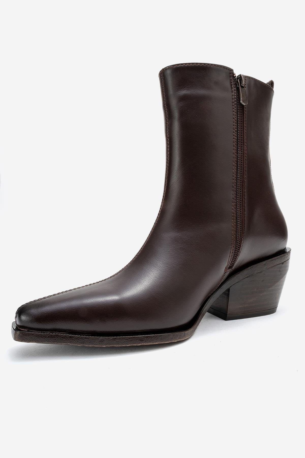Lexia - Bota Western de cuero marrón (Mujer)