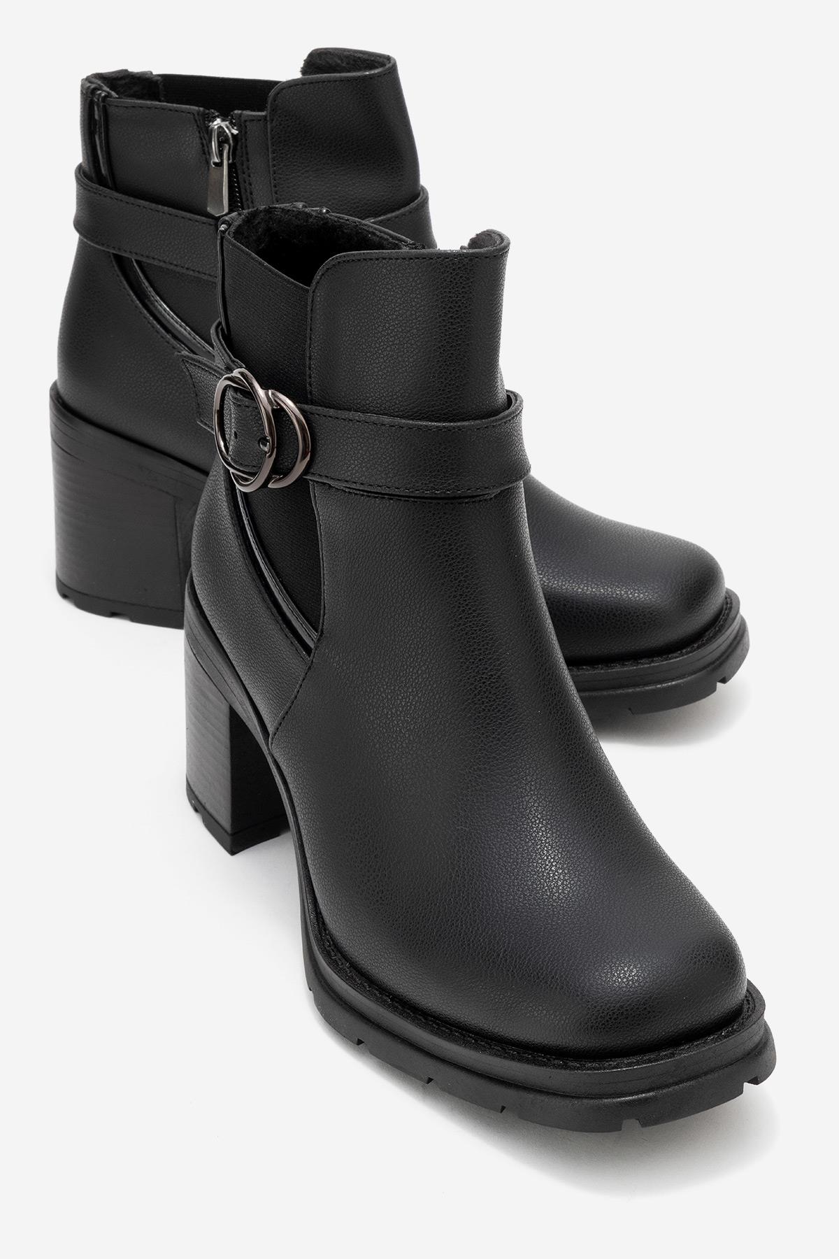 HEİLE - Bota de tacón cuadrado con hebilla negra (Mujer)