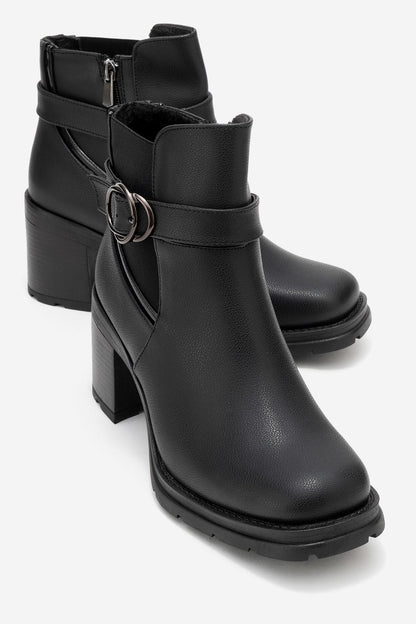 HEİLE - Bota de tacón cuadrado con hebilla negra (Mujer)