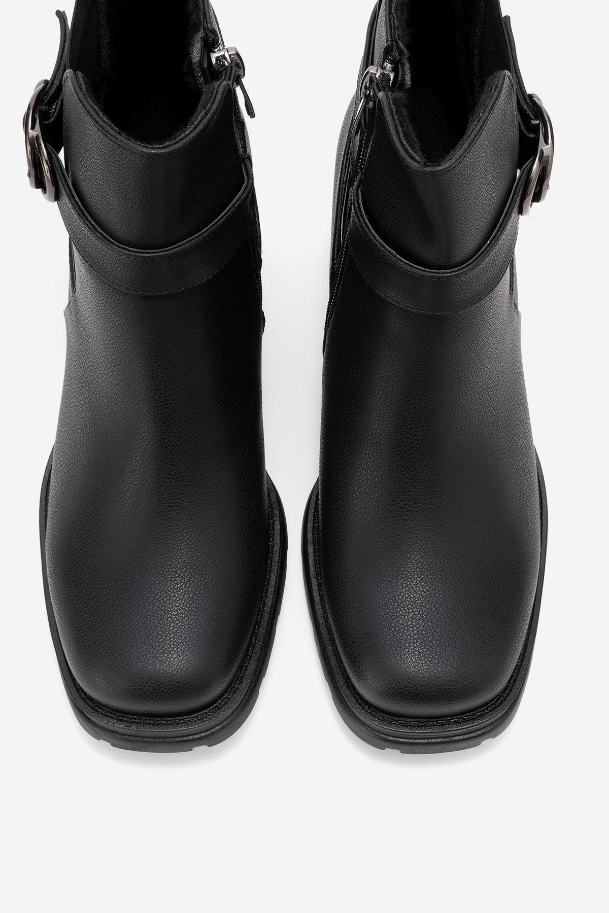 HEİLE - Bota de tacón cuadrado con hebilla negra (Mujer)