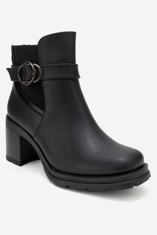 HEİLE - Bota de tacón cuadrado con hebilla negra (Mujer)