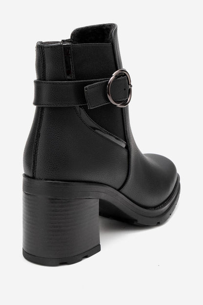 HEİLE - Bota de tacón cuadrado con hebilla negra (Mujer)