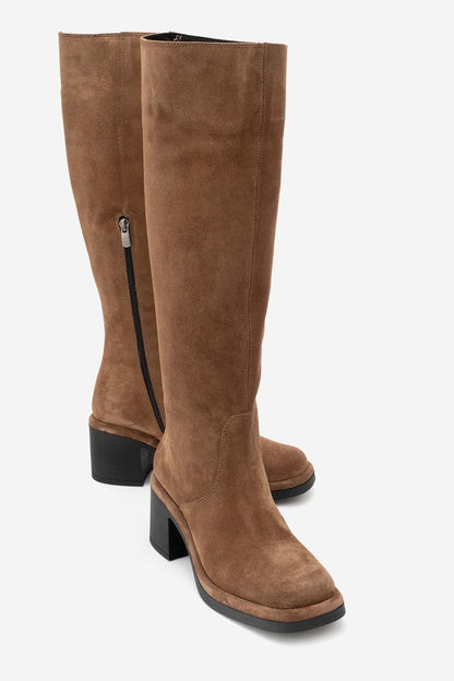 Fros - Cognac Suede Leather Knee High Boot (Women)