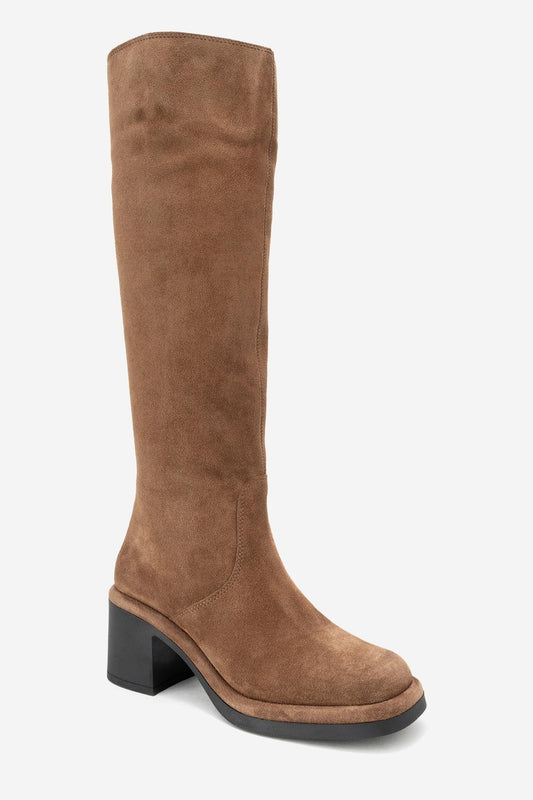 Fros - Bota alta de cuero de ante color coñac (Mujer)