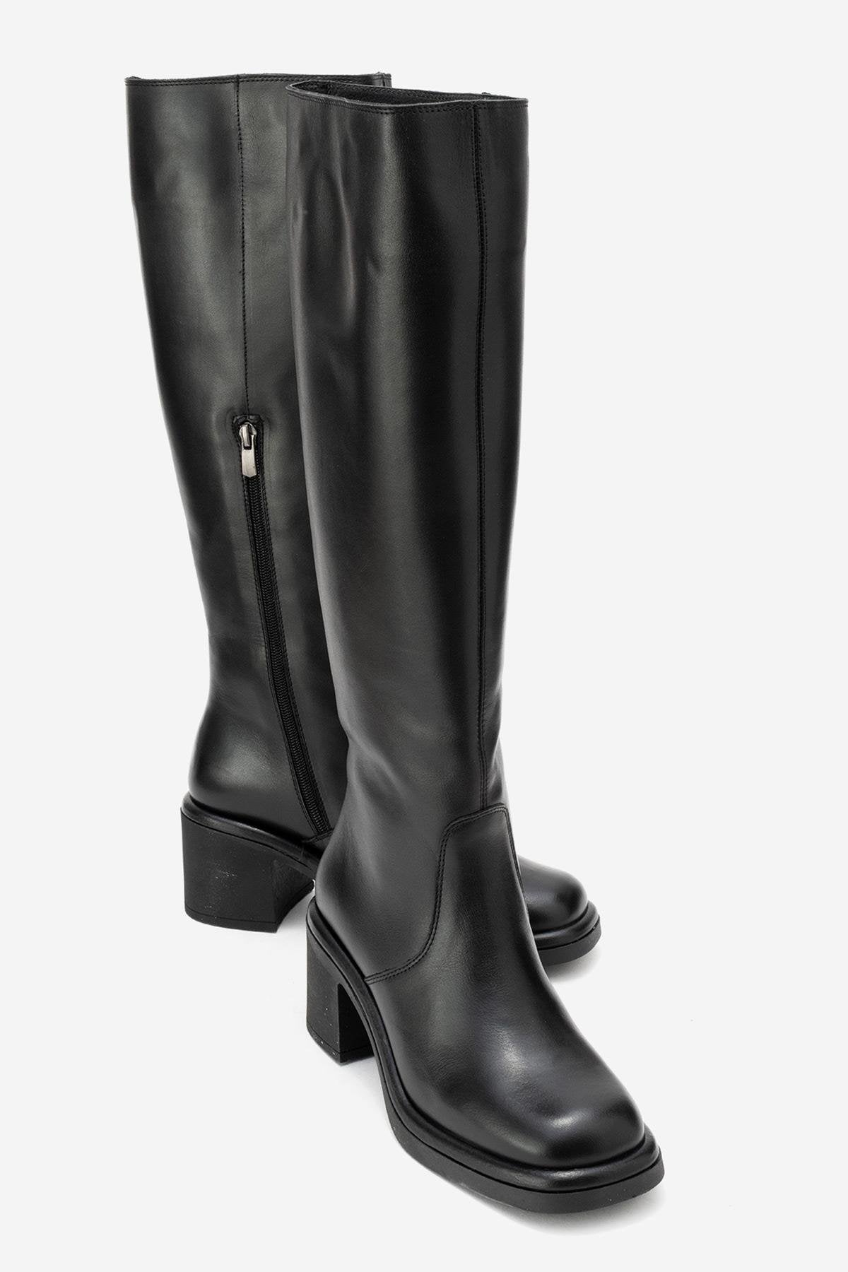Fros - Black Leather Knee High Boot (Women)