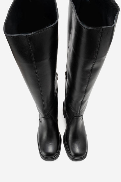Fros - Black Leather Knee High Boot (Women)