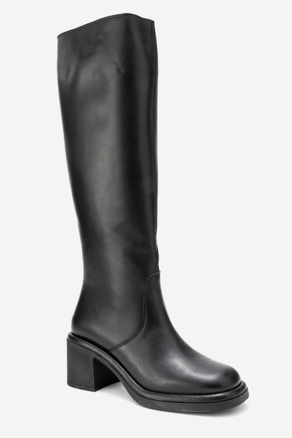 Fros - Black Leather Knee High Boot (Women)