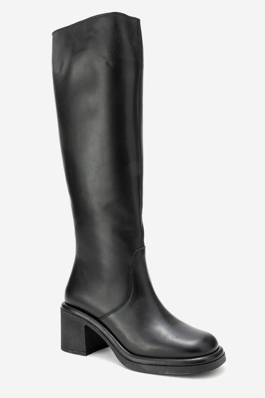 Fros - Black Leather Knee High Boot (Women)
