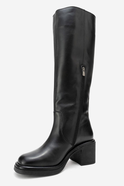 Fros - Black Leather Knee High Boot (Women)