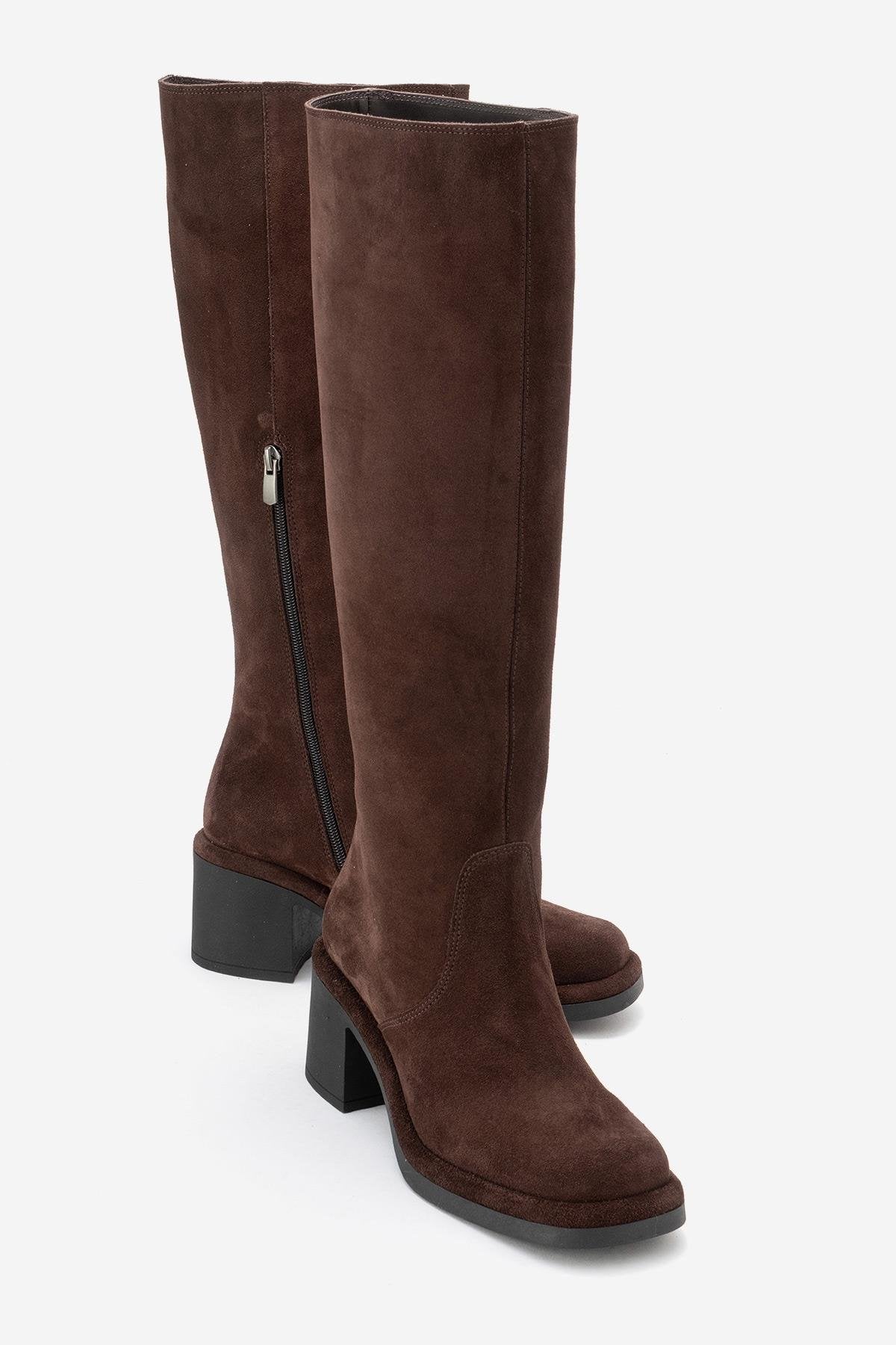 Fros - Brown Suede Leather Knee High Boot (Women)