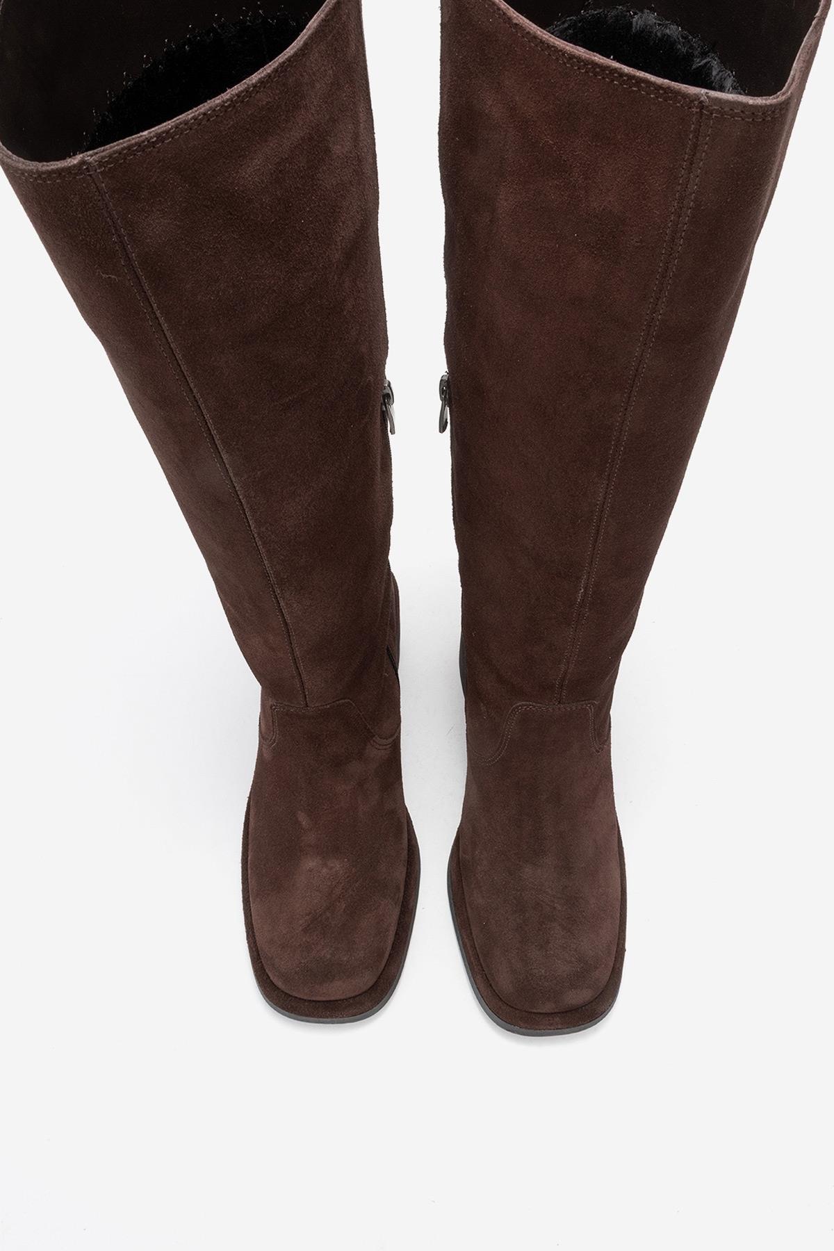 Fros - Brown Suede Leather Knee High Boot (Women)