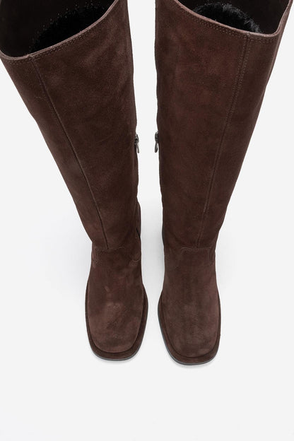 Fros - Brown Suede Leather Knee High Boot (Women)