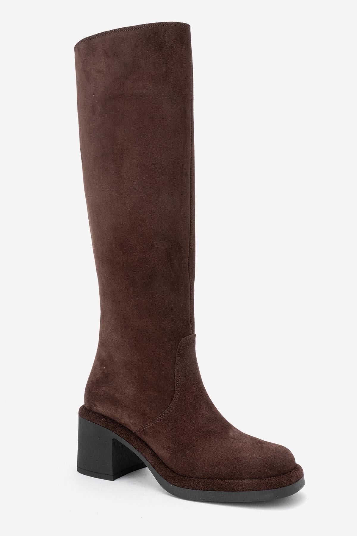 Fros - Brown Suede Leather Knee High Boot (Women)