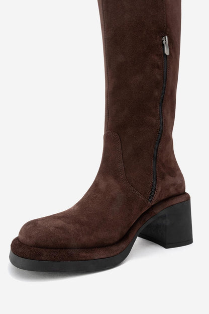 Fros - Brown Suede Leather Knee High Boot (Women)
