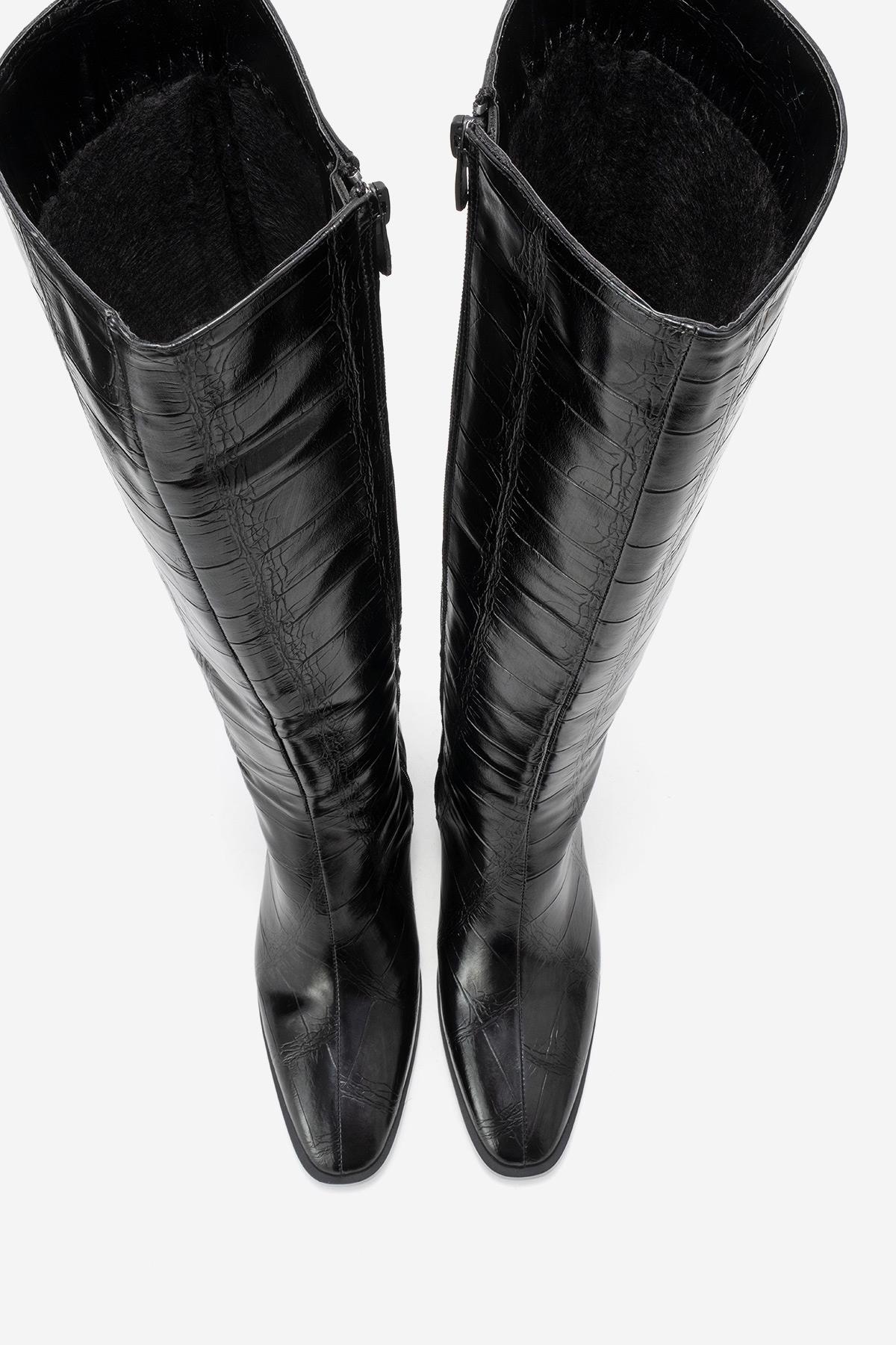 Venia - Black Print Block Heel Boot (Women)
