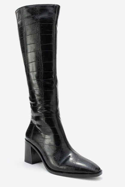Venia - Black Print Block Heel Boot (Women)